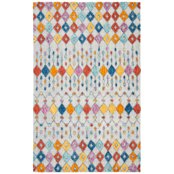 Dakota Fields Handmade Light Blue/Yellow/Red Rug Wayfair